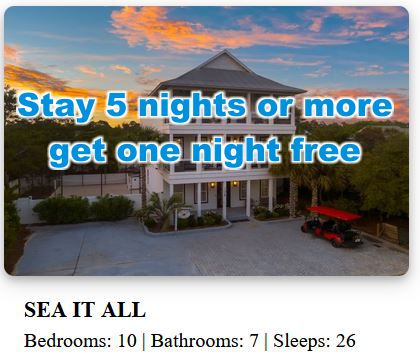 Sea It All -- Stay 5 nights or more, get one night free